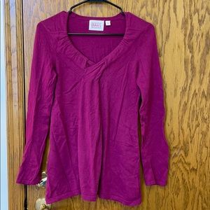 Anthropology cotton/cashmere blend fuchsia top